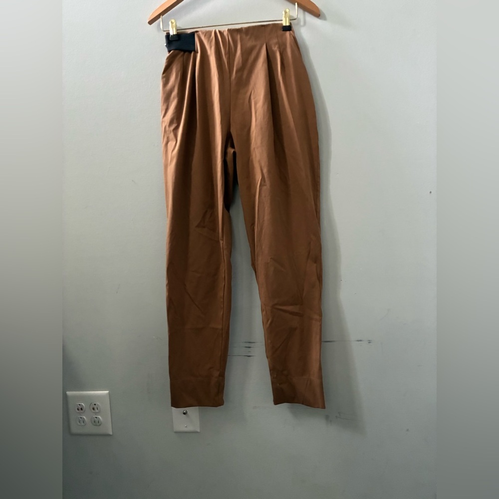ADAY Turn It Up Camel Brown Tan Pants Trousers Elastic Work Athleisure Travel S